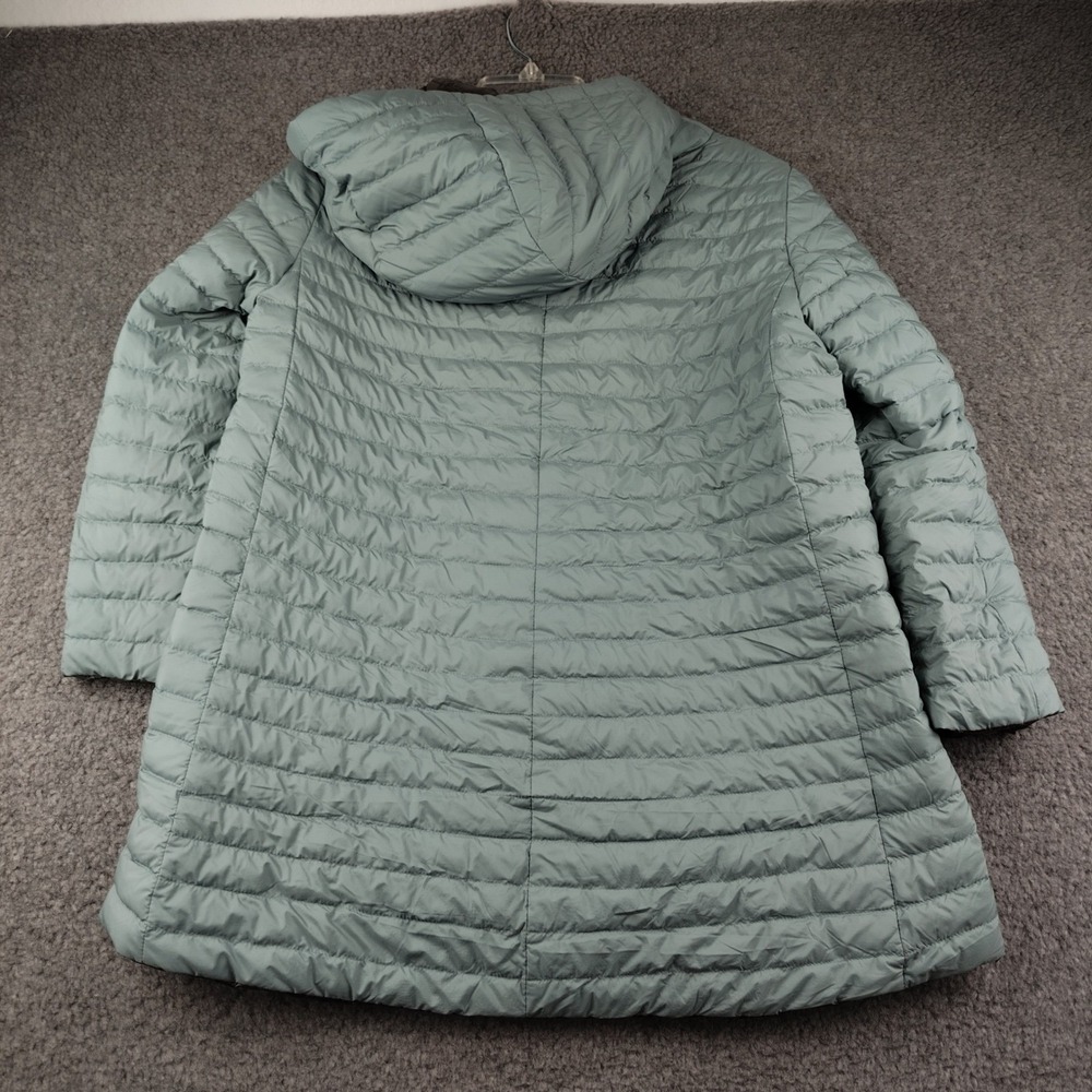 Herno Puffer Jacket Womens 46 Reversible Blue Brown Quilted Hooded Goose Down - Picture 12 of 12